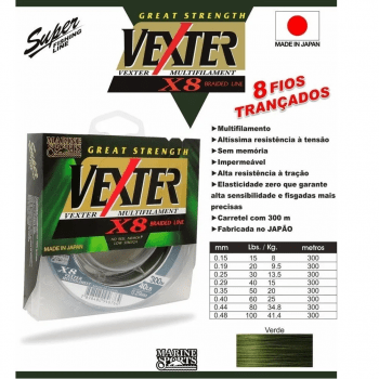 LINHA MULTIFILAMENTO MARINE SPORTS VEXTER X8 15LBS 0,15MM 300M