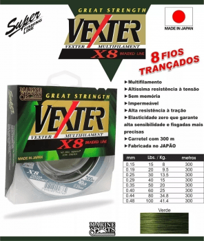 LINHA MULTIFILAMENTO MARINE SPORTS VEXTER X8 20LBS 0,19MM 150M