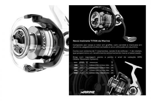 Molinete De Pesca Marine Sports Titan 1000 - 7 Rolamentos - 5.2:1  - Drag :6kg