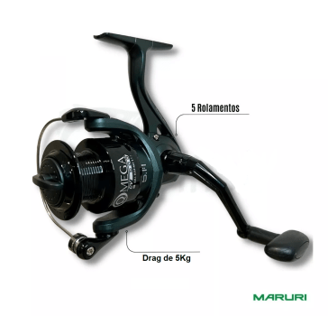 Molinete De Pesca Maruri Omega 3000 CV  - 5 Rolamentos - 5.1:1 - Drag: 5Kg - Carretel De Longo Arremesso