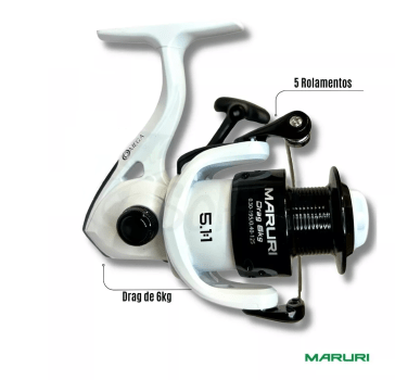 Molinete De Pesca Maruri Omega 4000 CB  - 5 Rolamentos - 5.1:1 - Drag: 6Kg - Carretel De Longo Arremesso