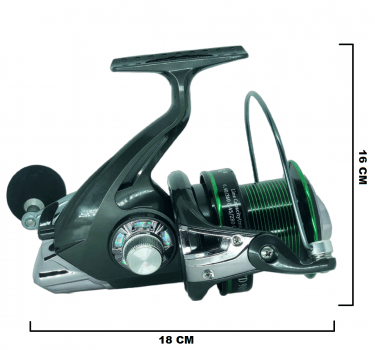 Molinete de Pesca Praia TD 9000 - 15 Rolamentos - Drag:22kg - Carretel Alumino - Extra Grande