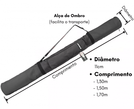 BOLSA PORTA VARAS JOGÁ COM ALÇA E BOLSO LATERAL 1,50MT (PRETO)