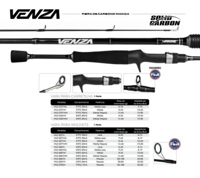 VARA PARA CARRETILHA MARINE SPORTS VENZA VNZ-C601MH - 1,83 - 15-30LBS