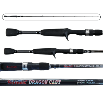 VARA PARA CARRETILHA SUMAX DRAGON CAST 5'6" (1.68M) CARBONO IM6 - 10-20LB - 2 PARTES