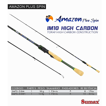 VARA PARA MOLINETE SUMAX AMAZON PLUS SAPS-58M 5.8" (1.73M) - 8-17LB - INTEIRA