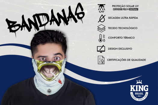 BANDANA (MASCARA, BUFF, TUBE) DE PROTECAO PARA PESCA KING BRASIL - BOCAO TUCUNA