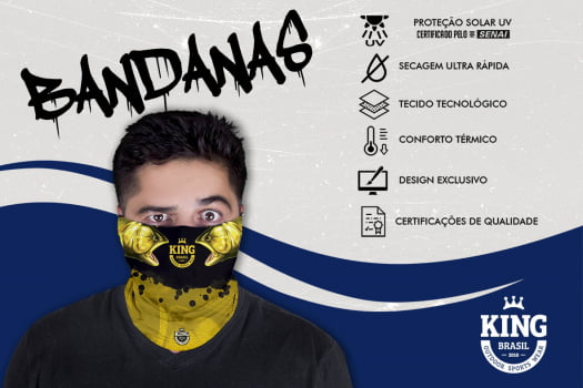 BANDANA (MASCARA, BUFF, TUBE) DE PROTECAO PARA PESCA KING BRASIL - DOURADAO - 07