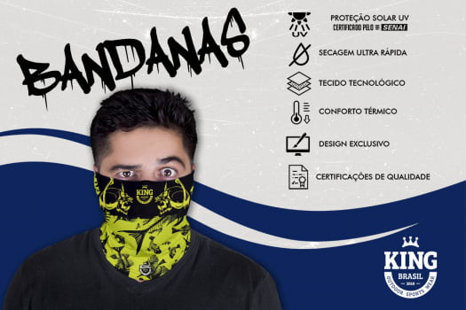 BANDANA (MASCARA, BUFF, TUBE) DE PROTECAO PARA PESCA KING BRASIL - ESPINHAS VERDE - 08