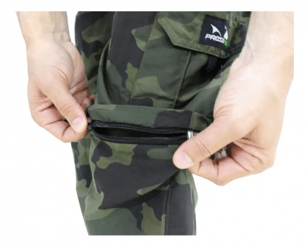 CALCA DE PESCA VIRA BERMUDA PRESA VIVA - 08 BOLSOS C/ ZIPER E PROTECAO SOLAR - CAMUFLADO