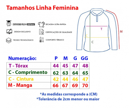 CAMISETA CAMISA PESCA FEMININA PROTECAO SOLAR UV50+ KING BRASIL - KFF601 - SECAGEM RAPIDA