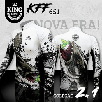 CAMISETA DE PESCA KING BRASIL PROTEÇÃO UV-A e UV-B  50+ COR:KFF651- SECAGEM RAPIDA