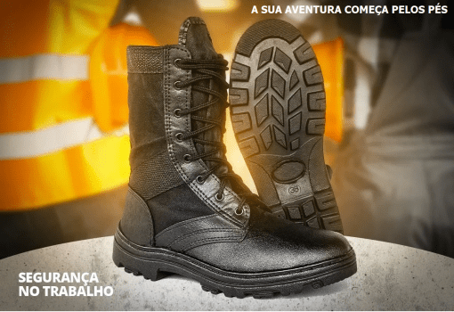 BOTA COTURNO TATICO MILITAR COURO SEGURANCA ZIPER LATERAL ORIGINAL